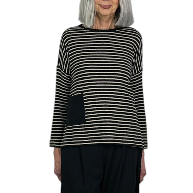 women's tops for evening soireesSTRIPED BUCCIA CREWNECK TOP