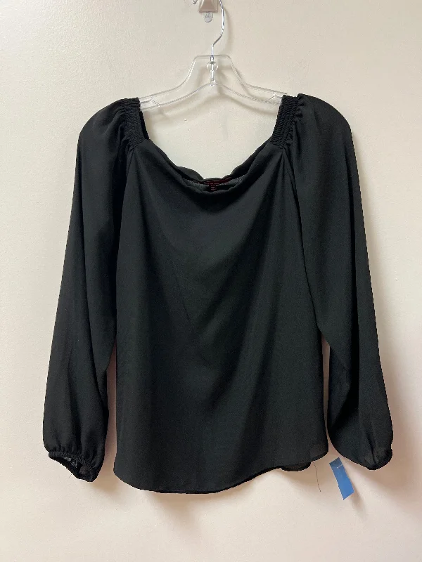 women's tops with cold-shoulder cutsTop Long Sleeve By Saks Fifth Avenue In Black, Size: M