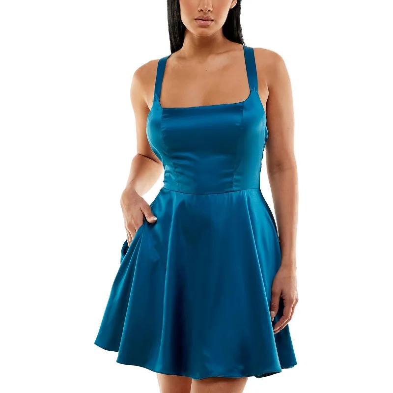 women's ethical fashion dressesB. Darlin Womens Juniors Satin Mini Cocktail And Party Dress