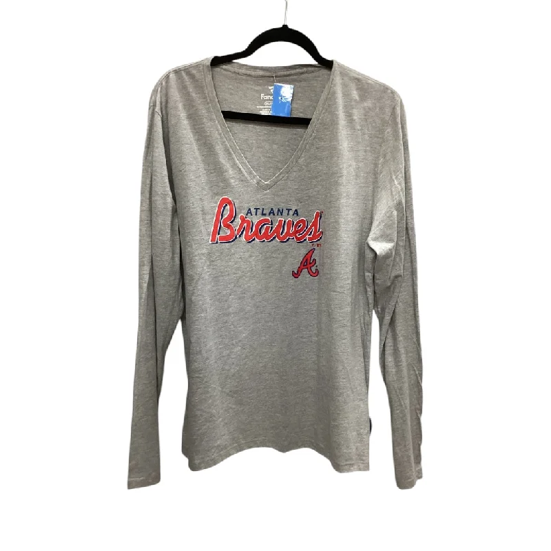 women's tops for evening soireesTop Long Sleeve Basic By Fanatics In Grey, Size: 3x