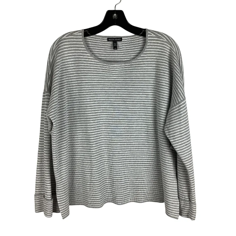 women's tops with asymmetrical designsTop Long Sleeve By Eileen Fisher In Striped Pattern, Size: M