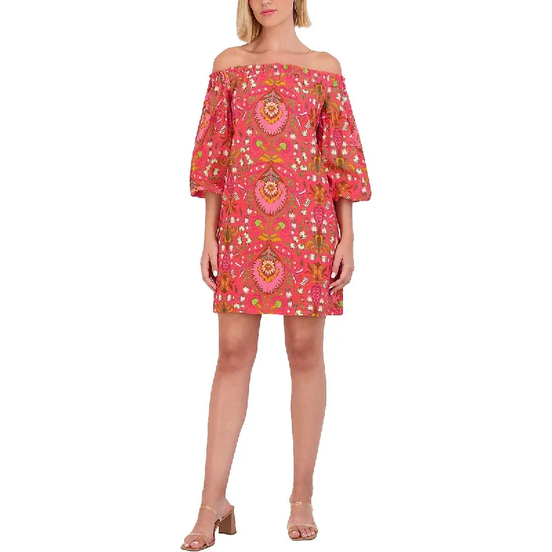 women's flutter-sleeved dressesVince Camuto Womens Linen Floral Mini Dress