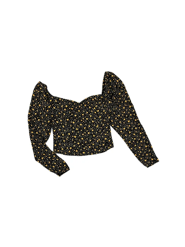 women's tops with sequin embellishmentsTop Long Sleeve By Reformation In Black & Yellow, Size: 0