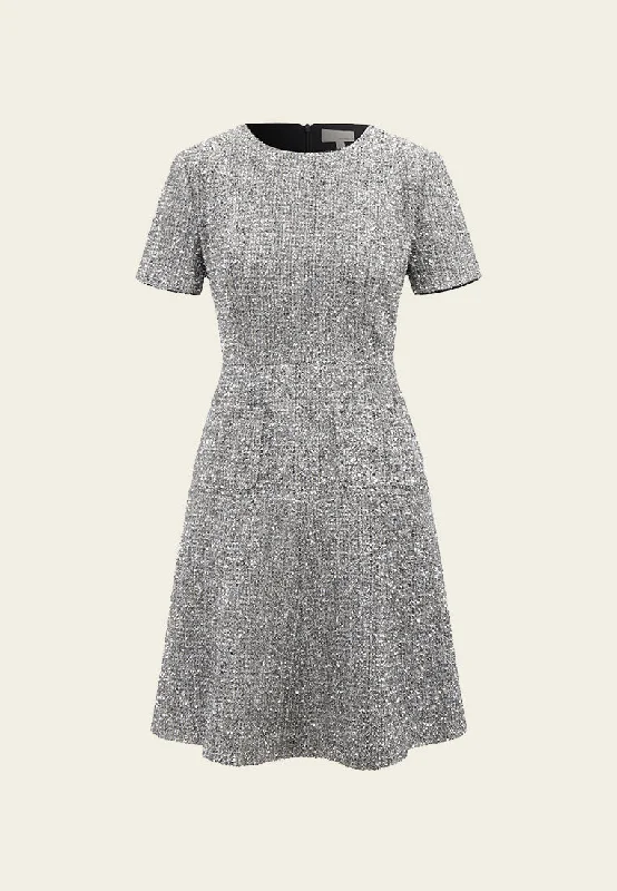 Mermaid DressSilver Lurex Tweed Midi Dress