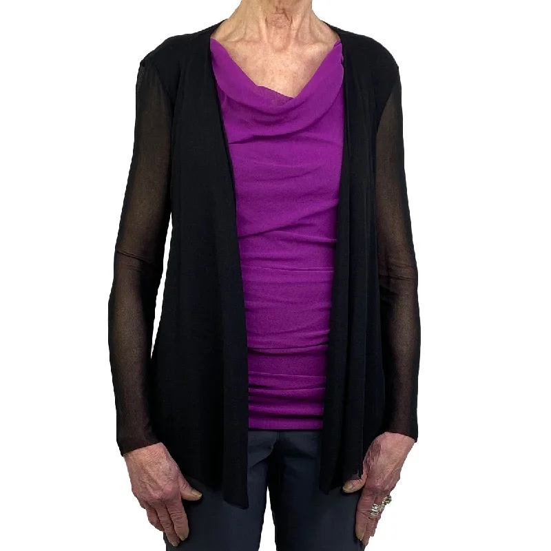 chic women's tops for everyday wearMESH SWING CARDIGAN