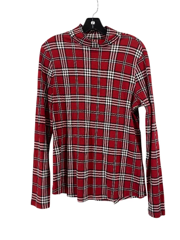 cropped women's topsTop Long Sleeve By West Bound In Plaid Pattern, Size: L