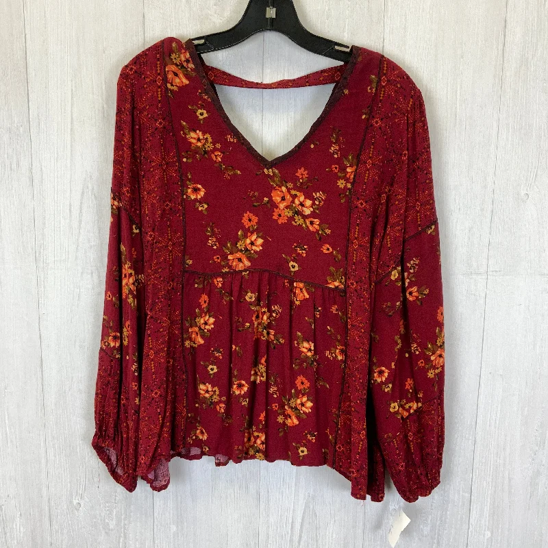 women's tops for those who want to make a bold fashion statement with their choice of topsTop Long Sleeve By Maurices In Red, Size: Xl