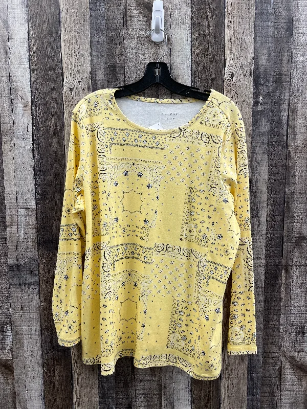 women's tops in solid colorsTop Long Sleeve By Cme In Yellow, Size: 1x