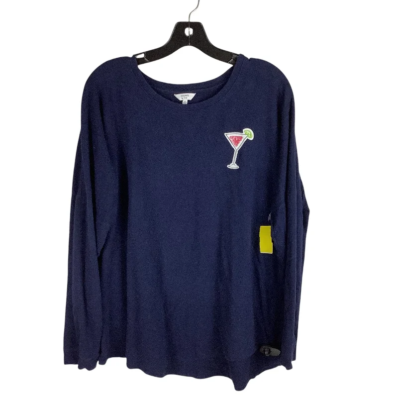 women's tops for those who want to make a bold fashion statement with their choice of topsTop Long Sleeve By Crown And Ivy In Navy, Size: Xl