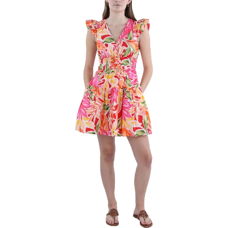 women's stretch dressesVince Camuto Womens Petites Floral Print Short Mini Dress