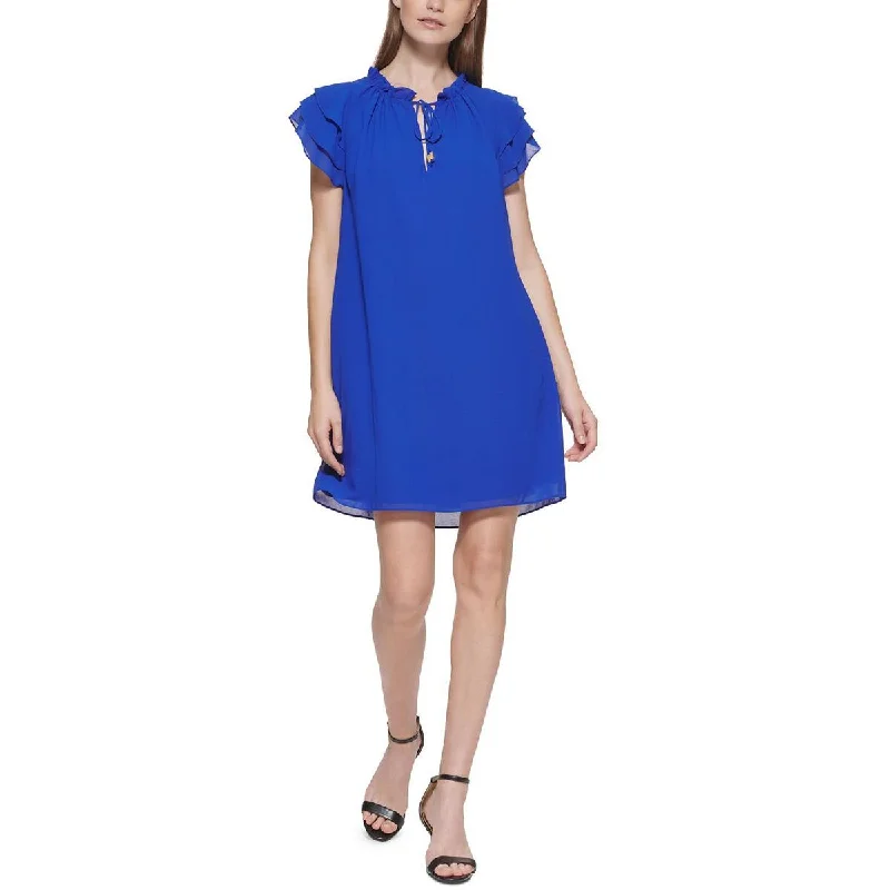 women's long-sleeved dressesVince Camuto Womens Flutter Sleeves Front Tie Mini Dress