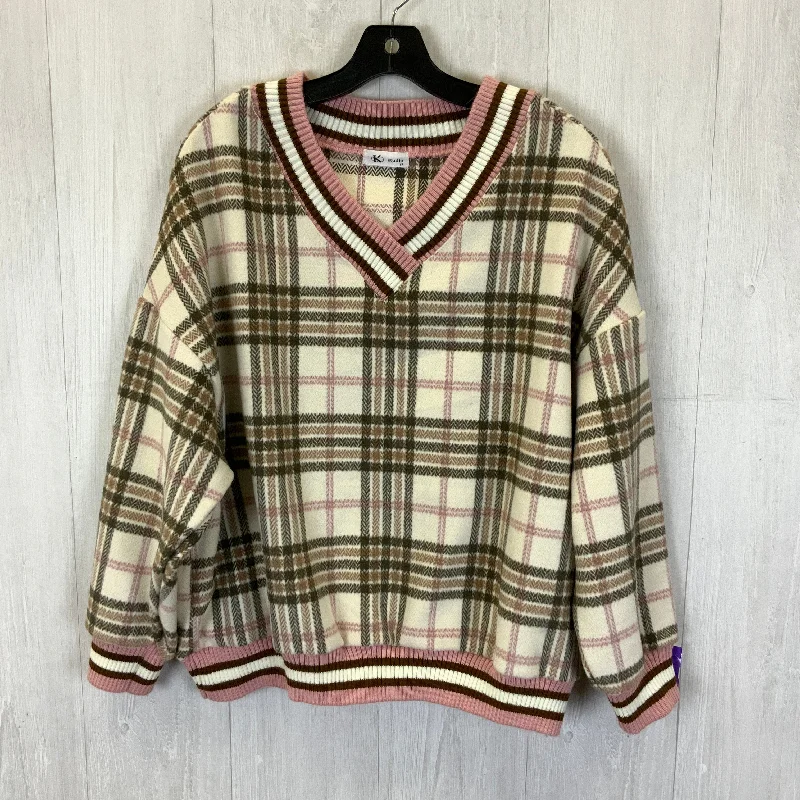 women's tops for minimalist aestheticsTop Long Sleeve By Studio In Plaid Pattern, Size: Xl