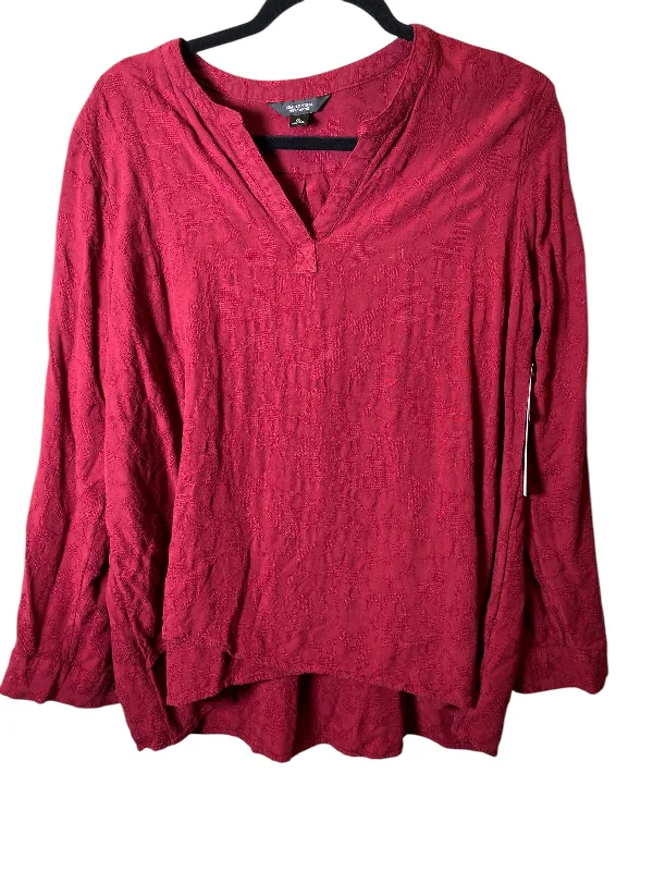 women's tops for summer festivalsTop Long Sleeve By Simply Vera In Red, Size: Xl