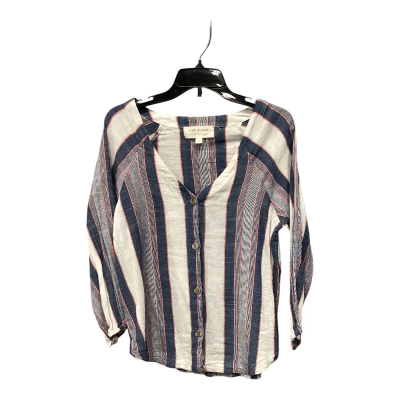 women's tops for date nightsTop Long Sleeve By Cloth & Stone In Striped Pattern, Size: L