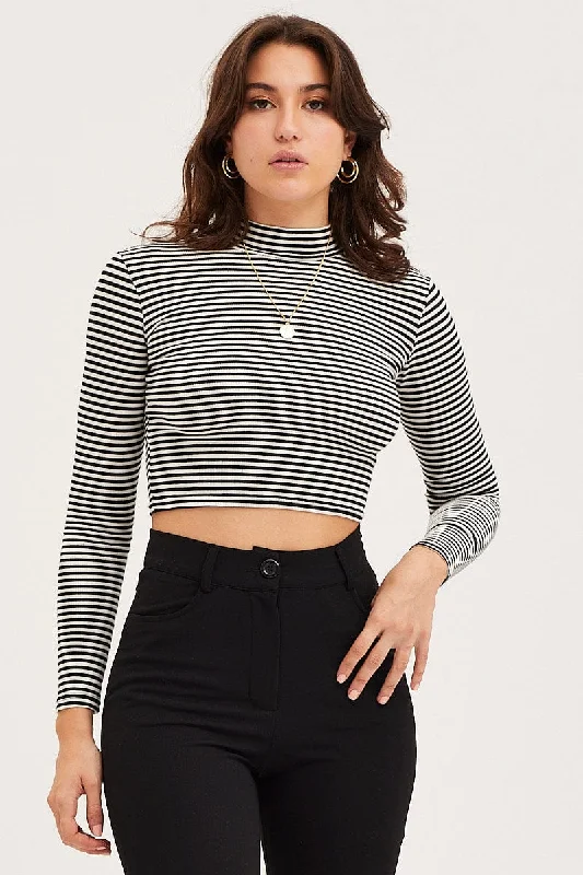 women's tops for those who prefer classic over trendy stylesCheck Top Long Sleeve Ribbed