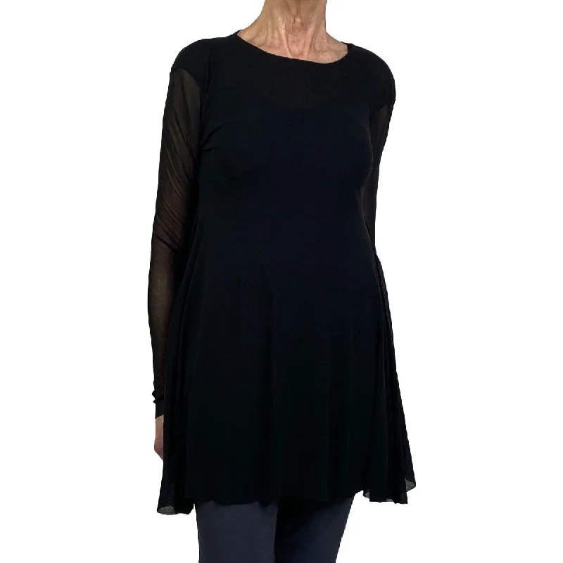 women's stylish topsMESH A-LINE CREW-NECK TUNIC