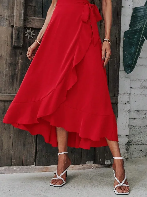 women's ball gown dressesTied Ruffled Midi Skirt