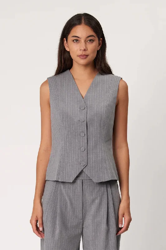 women's tops for fashion-conscious professionalsRemain - Hayden Top, Smoke Pinstripe