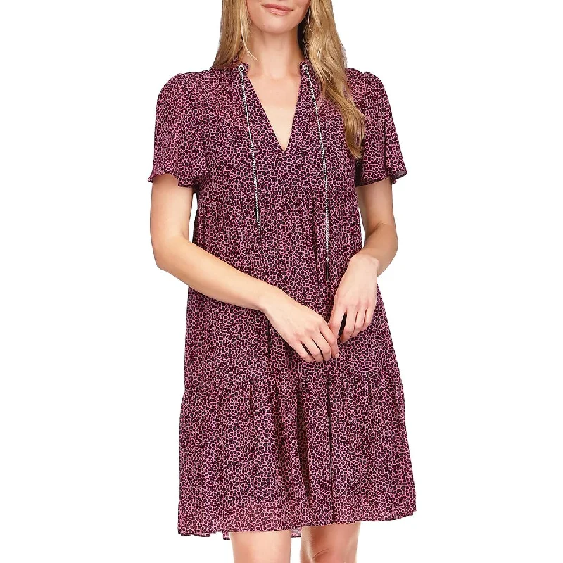 women's plus-size dressesKORS Michael Kors Womens Chain Trim Mini Babydoll Dress