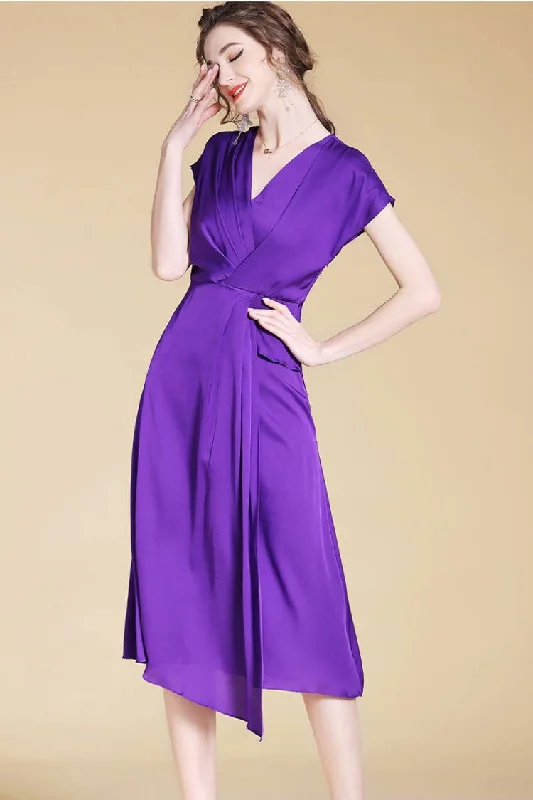 women's cotton dressesV neck elegant midi dress