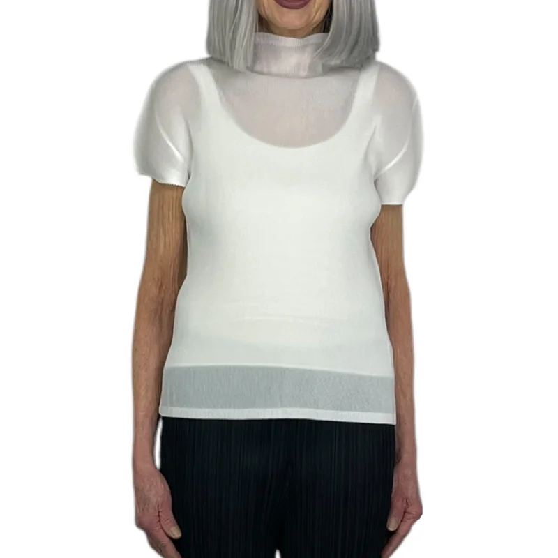 women's tops with sheer overlaysMIST BASIC MOCK NECK TOP