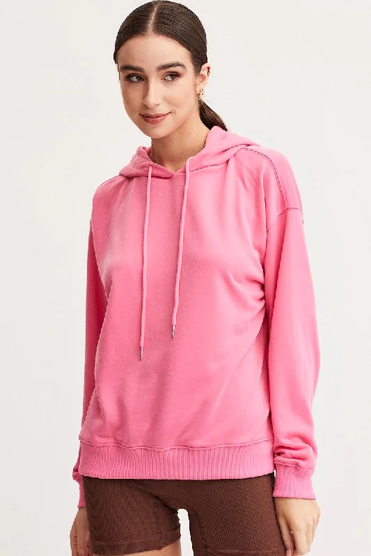 women's tops for those who want to stay warm and stylish during colder weatherPink Hoodie Long Sleeve