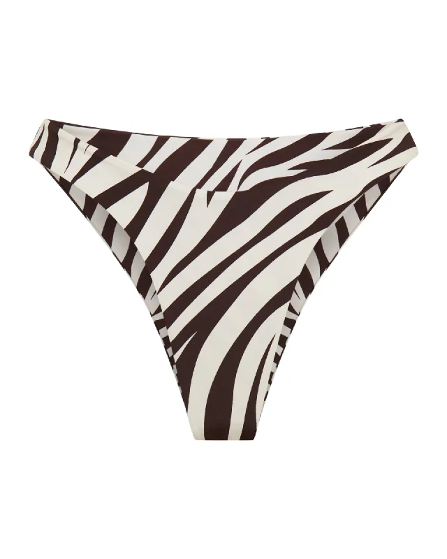 Ruffle-Trimmed Female SwimwearPositano Bottom Zebra Brown