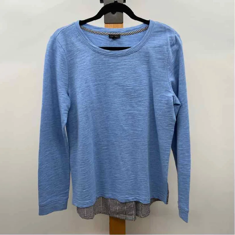 women's tops in solid colorsTalbots Women's Size M Blue Solid Long Sleeve Shirt