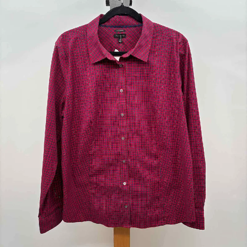 satin women's topsTalbots Women's Size XL Red Plaid Long Sleeve Shirt