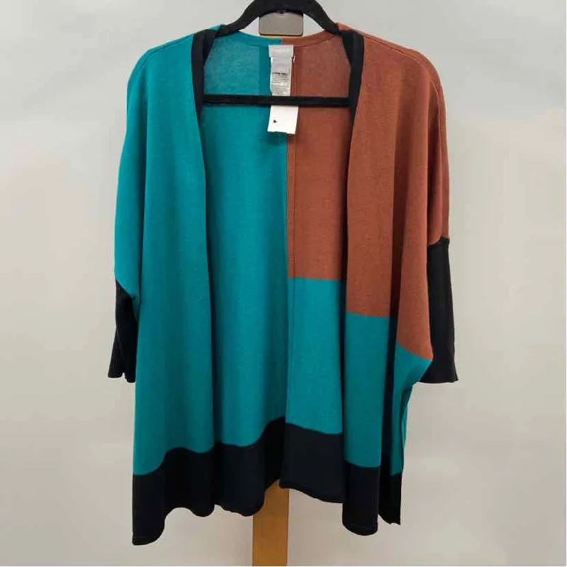 striped women's topsChico's Women's Size XS Teal block Cardigan