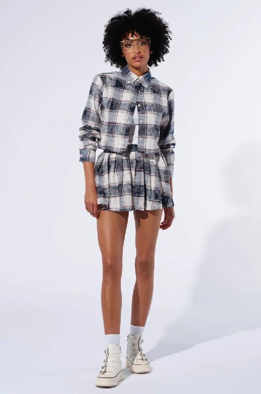 BELLA PLAID PLEATED MINI SKIRT