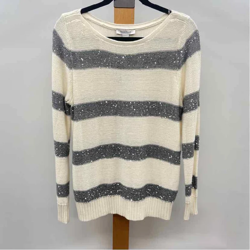 women's tops for those who want to stay updated with the latest fashion trendsWhite House Black Market Women's Size L Ivory Stripe Sweater