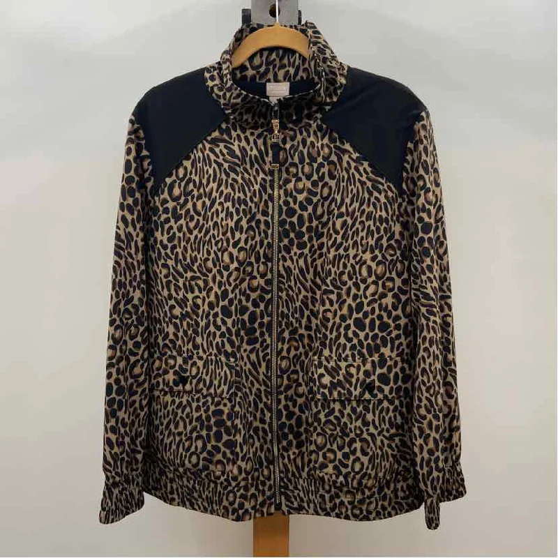 women's tops for those who want to stay cool and chic during warmer weatherChico's Women's Size XL Brown Animal Print Jacket