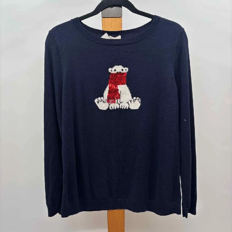 women's tops with cold-shoulder cuts and lace detailingTalbots Women's Size L Navy Bear Long Sleeve Shirt