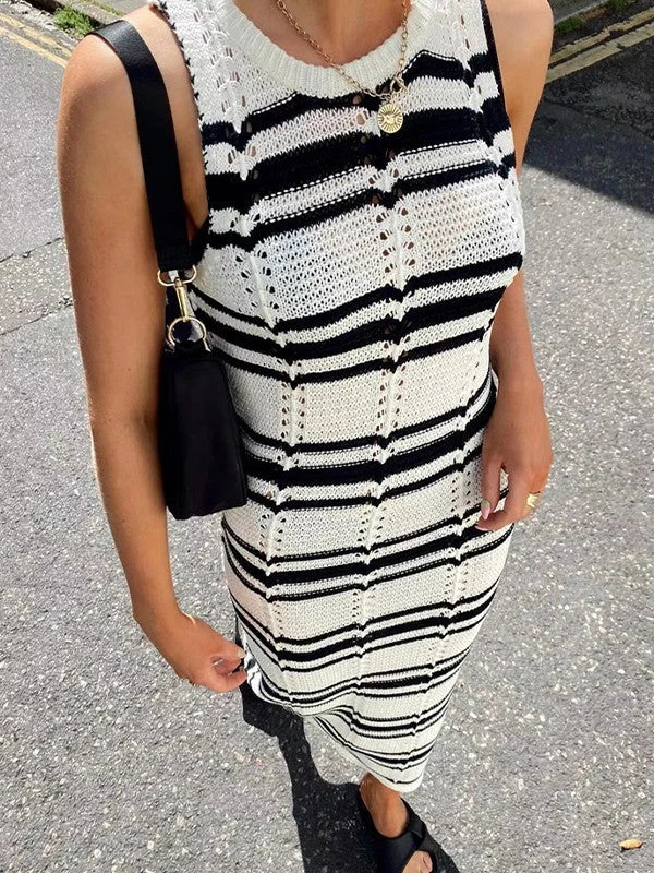 women's fair-trade dressesSleeveless Striped Knit Maxi Dress