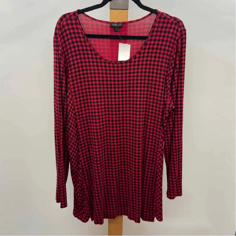 elegant women's topsJJill Women's Size XL Red Plaid Tunic