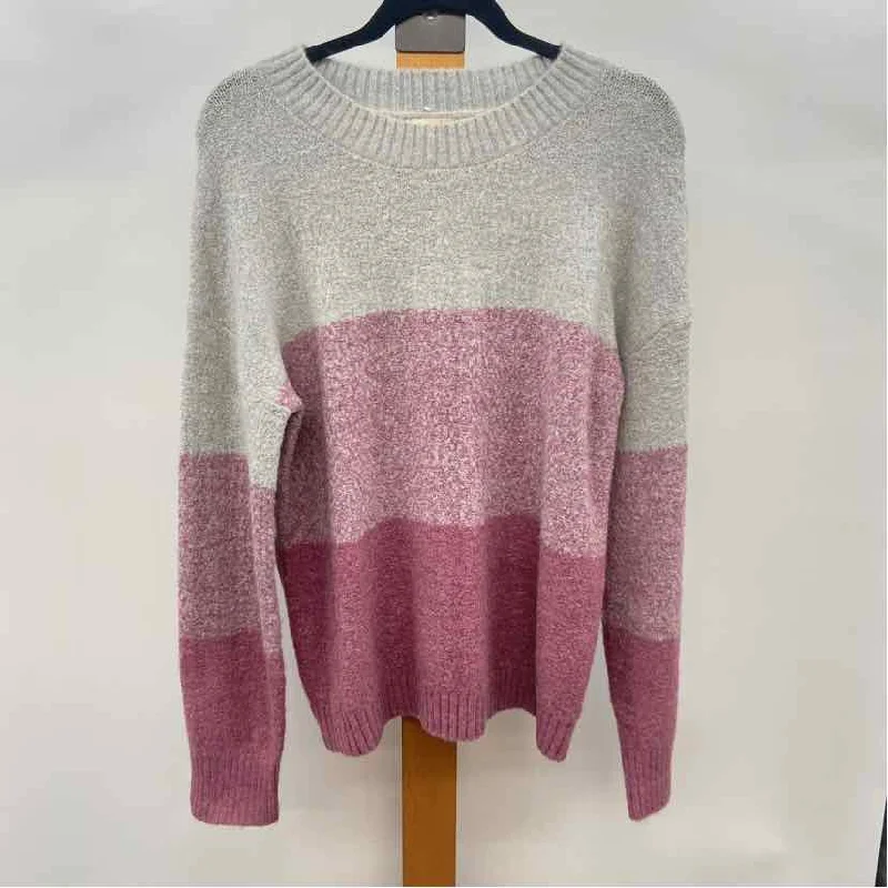 women's tops for those who want to add a pop of color to their outfitsMystree Women's Size L Dusty Rose Color Block Sweater