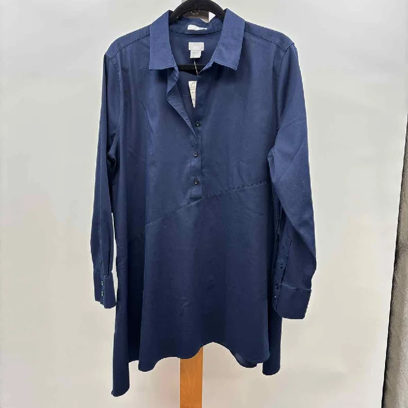 women's tops with built-in brasChico's Women's Size XL Navy Solid Tunic