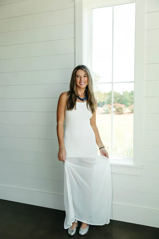 Trumpet DressHalf and Half Maxi Dress - White