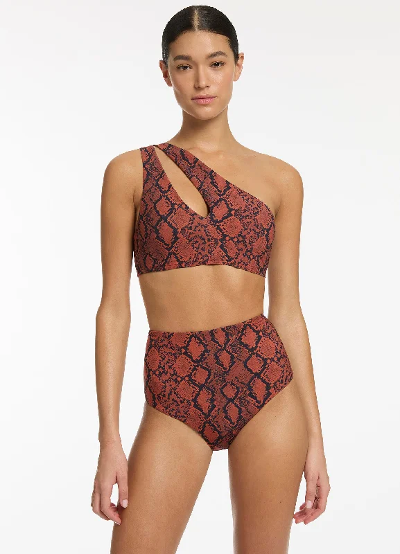 Mix-and-Match Bikini FemalePython High Waist Bikini Bottom - Spice