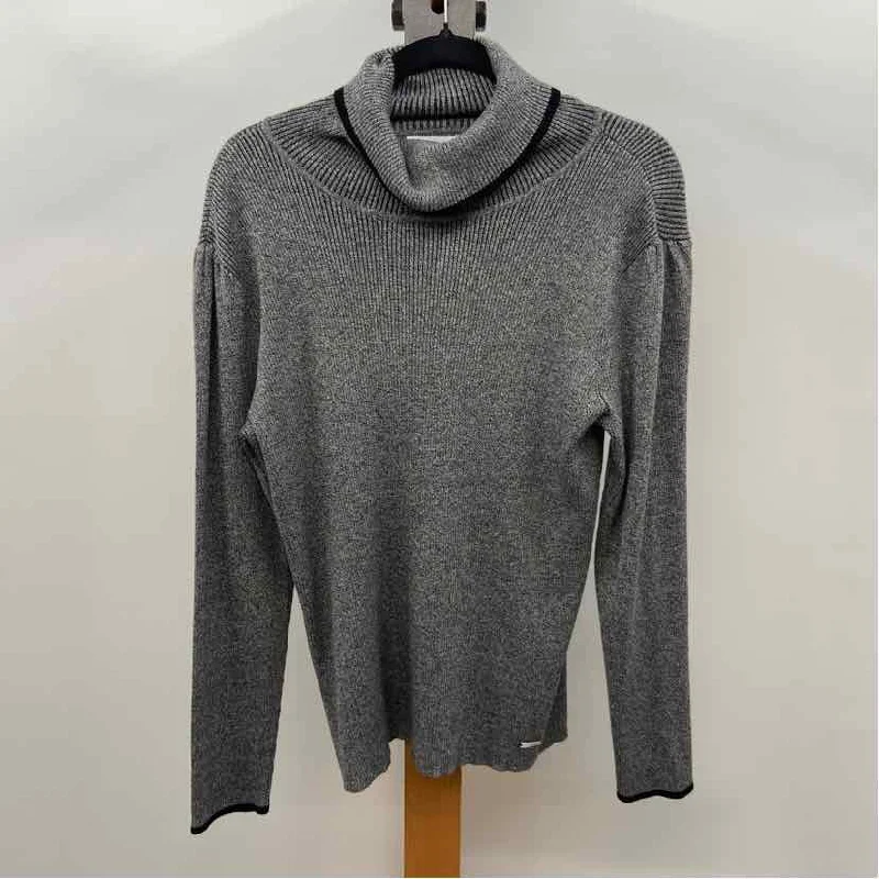 women's tops with geometric patternsCalvin Klein Women's Size L Gray Heathered Sweater