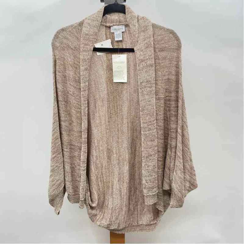 women's tops with cold-shoulder cuts and lace detailingSoft Surroundings Women's Size 2X Tan Heathered Cardigan