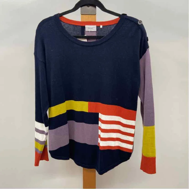 women's tops for layeringFoil Women's Size S Navy Stripe Long Sleeve Shirt