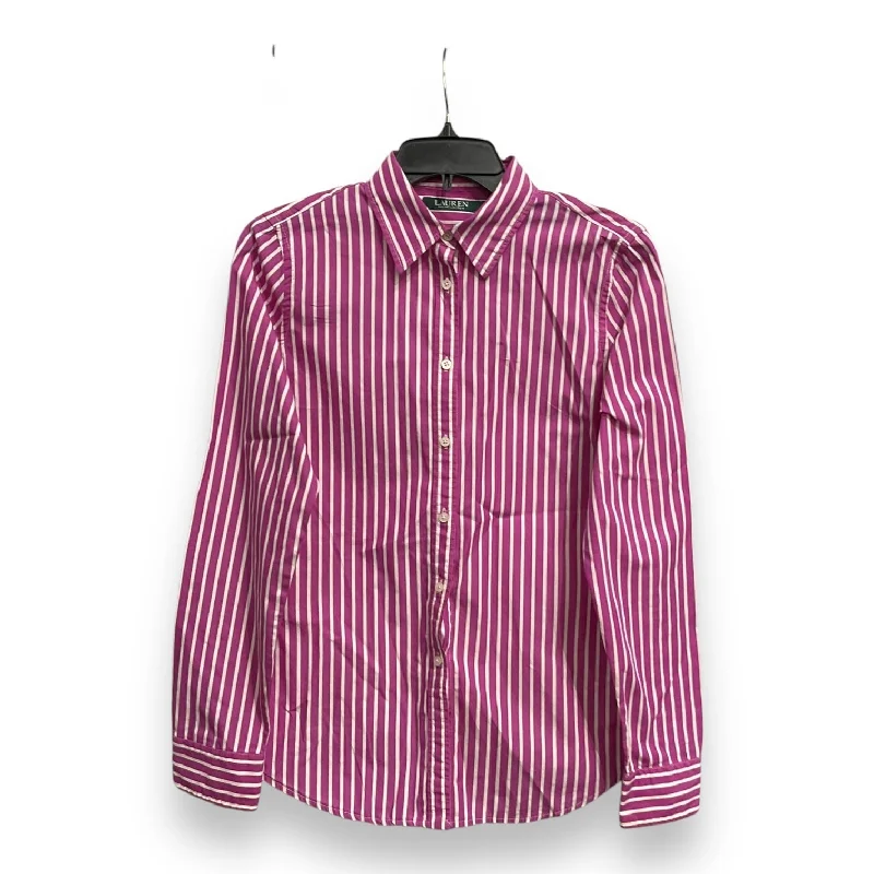 women's tops made from cottonBlouse Long Sleeve By Lauren Brooke In Striped Pattern, Size: S