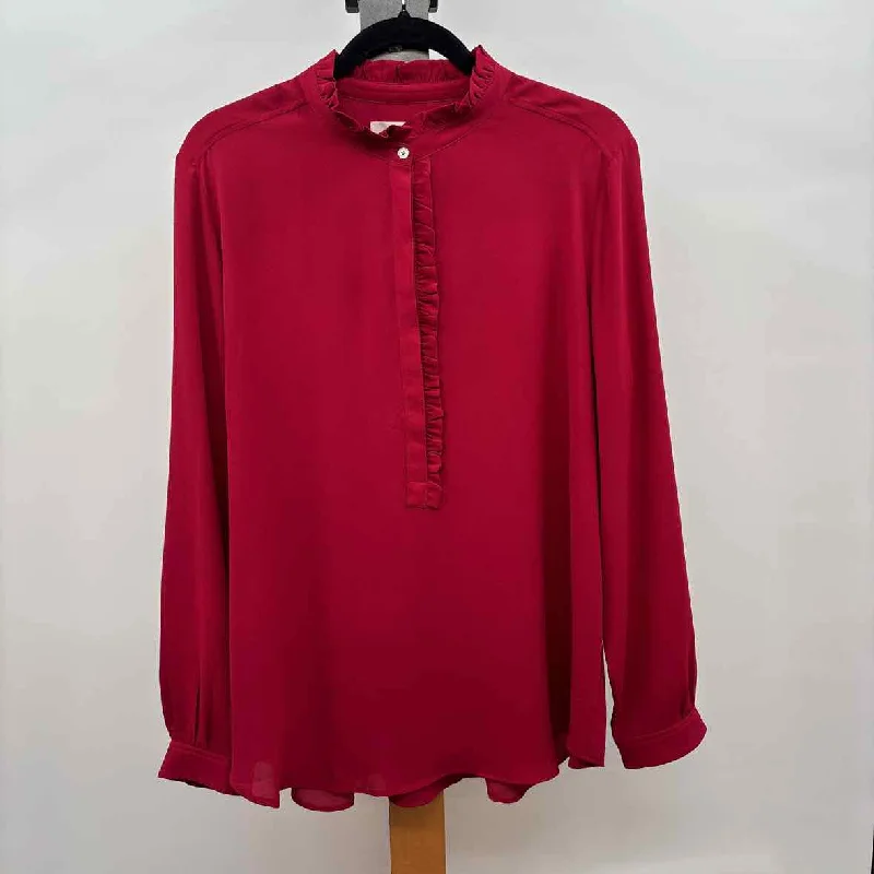 women's tops for those who seek both style and comfortLoft Women's Size L Red Solid Long Sleeve Shirt