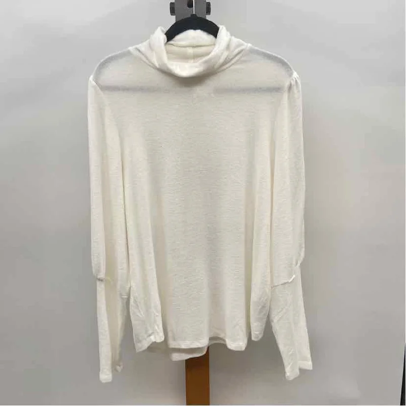 women's tops for casual FridaysAnthropologie Women's Size XL Ivory Solid Long Sleeve Shirt