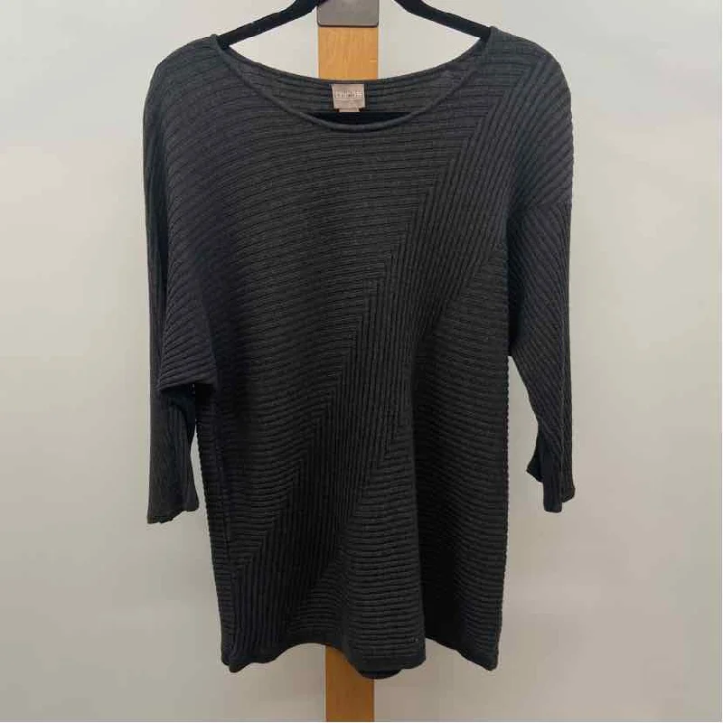 women's tops for those who want to stay warm and stylish during colder weatherChico's Women's Size L Charcoal Ribbed Sweater