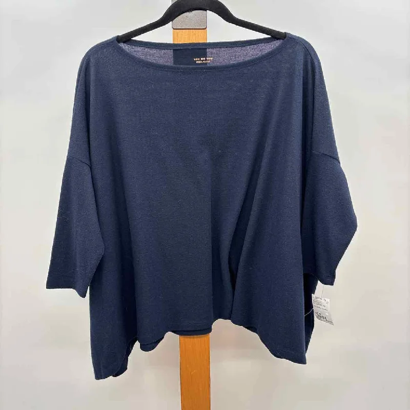 lace women's topsStella & Dot Women's Size M Navy Solid Long Sleeve Shirt