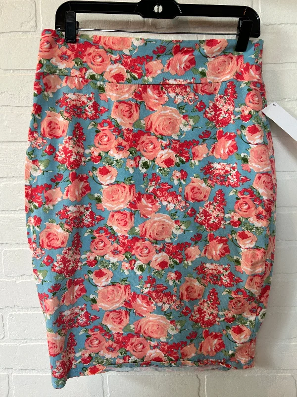 women's elegant skater skirtsBlue & Orange Skirt Midi Downeast, Size 12