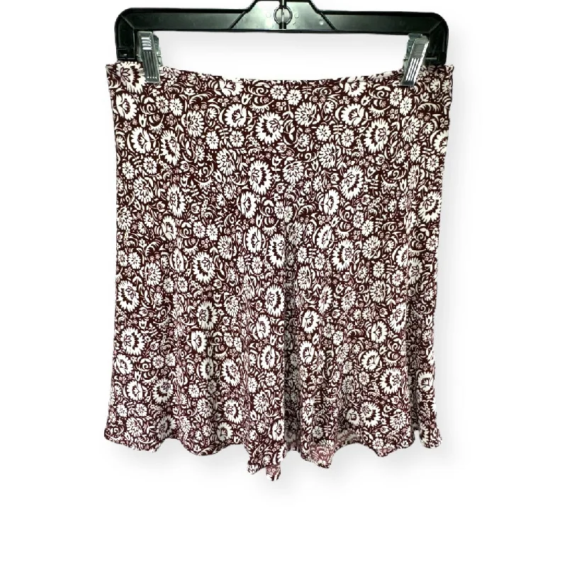 women's circle skirtsBias Crepe Mini Skirt in Dark Burgundy Bloom Cascade Floral Boden, Size 8